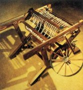 织工们以垂直的角度使用梭子导引的另一根细线