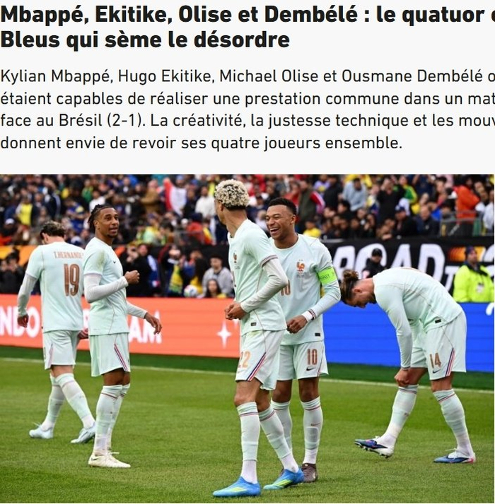 法国2-1巴西：德尚战术颠覆传统，锋线身价破8亿